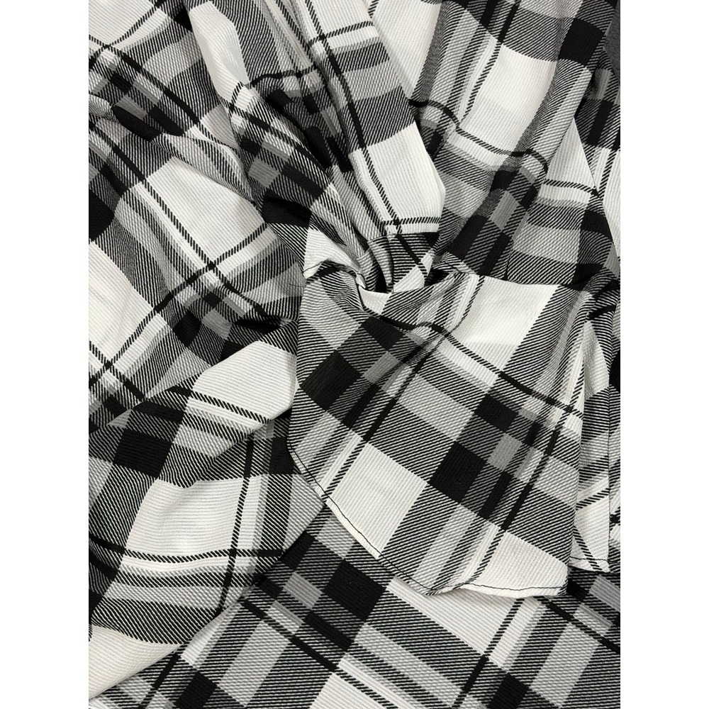 Laundry by Shelli Segal Blouse Womens Medium Black White Plaid Surplice Front - Picture 4 of 8